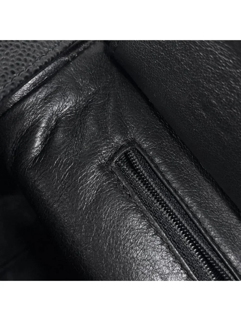 Chanel CC Logo Chain Tote Quilted Caviar Leather Black